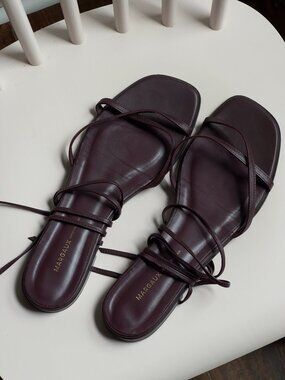 MARGAUX The Wrap Sandal Burgundy Wine Leather Lace Up Strappy Flat